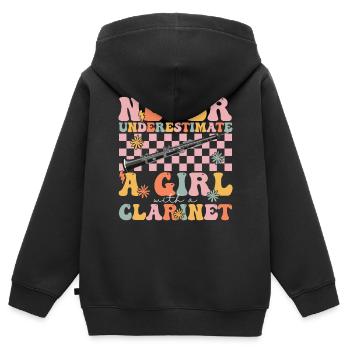 Groovy Clarinet Girl Clarinette Joueur de clarinette - Sweat Premium à capuche zippé enfant bio - noir - Dos - AI Model Kid Male (0cm)