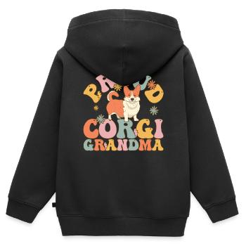 Chien Groovy - Sweat Premium à capuche zippé enfant bio - noir - Dos - AI Model Kid Male (0cm)