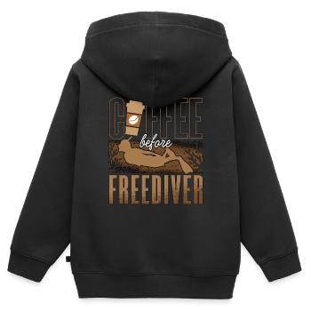 Freediving Coffee Before Apnea Diver Coffee Lover - Kinder Premium Organic Zip Hoodie - Schwarz - Hinten - AI Model Kid Male (0cm)