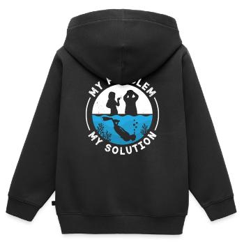 Freediving My Problem My Pictogram Dad Mom Diving - Kinder Premium Organic Zip Hoodie - Schwarz - Hinten - AI Model Kid Male (0cm)