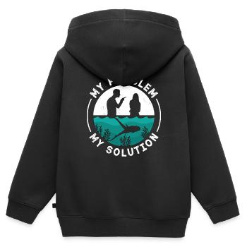 Freediving My Problem My Pictogram Mom Dad Diving - Kinder Premium Organic Zip Hoodie - Schwarz - Hinten - AI Model Kid Male (0cm)
