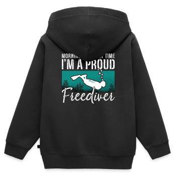 Freediving Morning Is Not My Time I'm A Deep Diver - Kinder Premium Organic Zip Hoodie - Schwarz - Hinten - AI Model Kid Male (0cm)