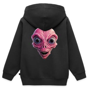 Schockierter Alien, Schock, Alien Gesicht, Neugier - Kinder Premium Organic Zip Hoodie - Schwarz - Hinten - AI Model Kid Male (0cm)