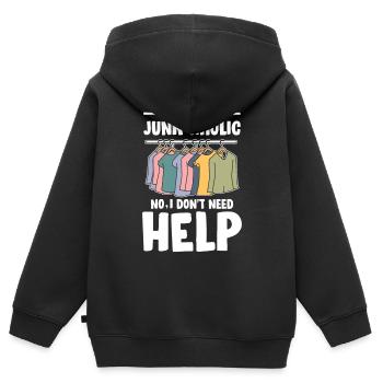 Yes I'm Junk-Ahoic No I Don't Need Help für - Kinder Premium Organic Zip Hoodie - Schwarz - Hinten - AI Model Kid Male (0cm)