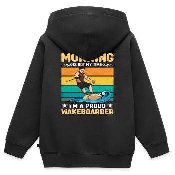 Wakeboarder Morning Is Not My Time Water Sports - Kinder Premium Organic Zip Hoodie - Schwarz - Hinten - AI Model Kid Male (0cm)