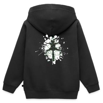 Lustige Miezekatze von Weihnachtsbaum überfahren - Kinder Premium Organic Zip Hoodie - Schwarz - Hinten - AI Model Kid Male (0cm)