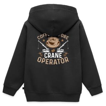 Crane Operator Coffee Before Operator Coffee Lover - Kinder Premium Organic Zip Hoodie - Schwarz - Hinten - AI Model Kid Male (0cm)