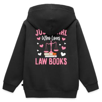 Diplôme d’étudiant en droit - Sweat Premium à capuche zippé enfant bio - noir - Dos - AI Model Kid Male (0cm)