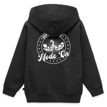 Bras de fer Bras de fer - Mode Bras de fer activé - Sweat Premium à capuche zippé enfant bio - noir - Dos - AI Model Kid Male (0cm)