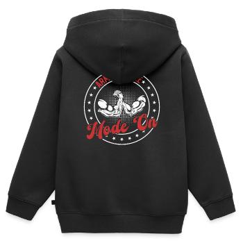 Mode Bras de fer activé - Bras de fer Bras de fer - Sweat Premium à capuche zippé enfant bio - noir - Dos - AI Model Kid Male (0cm)