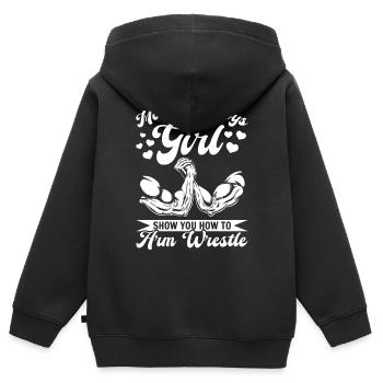 Bras de fer Bras de fer Fille Bras De Fer Fille - Sweat Premium à capuche zippé enfant bio - noir - Dos - AI Model Kid Male (0cm)