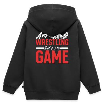 Arm Wrestling That's My Game - Arm Wrestler Arm Wr - Kinder Premium Organic Zip Hoodie - Schwarz - Hinten - AI Model Kid Male (0cm)
