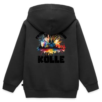 Frohes Neues Jahr mit Feuerwerk in Köln - Kinder Premium Organic Zip Hoodie - Schwarz - Hinten - AI Model Kid Male (0cm)