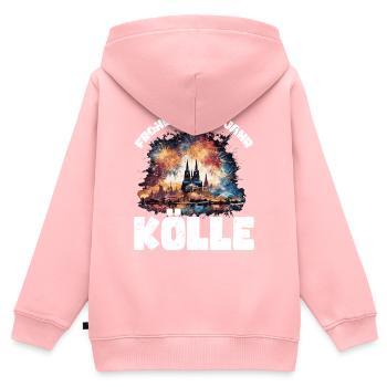 Frohes Neues Jahr mit Feuerwerk in Köln - Kinder Premium Organic Zip Hoodie - Rosa - Hinten - AI Model Kid Female (0cm)