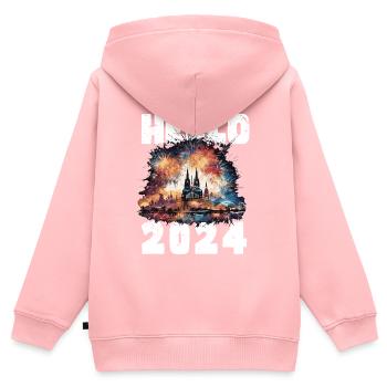 Frohes Neues Jahr mit Feuerwerk in Köln - Kinder Premium Organic Zip Hoodie - Rosa - Hinten - AI Model Kid Female (0cm)
