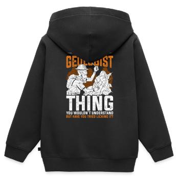 Géologue Géologie Avez-vous essayé de le lécher ? - Sweat Premium à capuche zippé enfant bio - noir - Dos - AI Model Kid Male (0cm)
