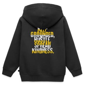 Gardez les pieds sur terre, poussez vers l’avant, - Sweat Premium à capuche zippé enfant bio - noir - Dos - AI Model Kid Male (0cm)