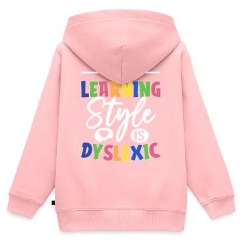 Lustiges Legasthenie-Bewusstsein - Kinder Premium Organic Zip Hoodie - Rosa - Hinten - AI Model Kid Female (0cm)