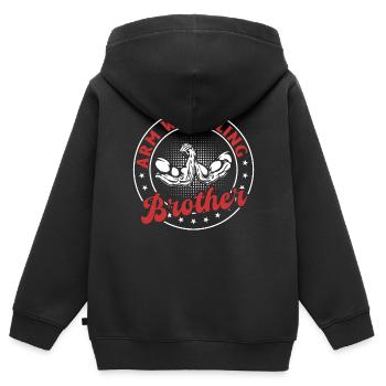 Bras de fer Frère Bras de fer Bras de fer Br - Sweat Premium à capuche zippé enfant bio - noir - Dos - AI Model Kid Male (0cm)
