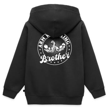 Bras de fer Frère Bras de fer Bras de fer Br - Sweat Premium à capuche zippé enfant bio - noir - Dos - AI Model Kid Male (0cm)