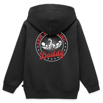 Bras de fer Papa Bras de fer Bras de fer Papa - Sweat Premium à capuche zippé enfant bio - noir - Dos - AI Model Kid Male (0cm)
