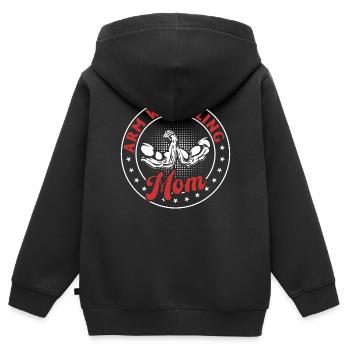 Bras de fer Maman Bras de fer Bras de fer Mama - Sweat Premium à capuche zippé enfant bio - noir - Dos - AI Model Kid Male (0cm)