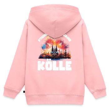 Frohes Neues Jahr mit Feuerwerk in Köln - Kinder Premium Organic Zip Hoodie - Rosa - Hinten - AI Model Kid Female (0cm)