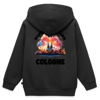 Frohes Neues Jahr mit Feuerwerk in Köln - Kinder Premium Organic Zip Hoodie - Schwarz - Hinten - AI Model Kid Male (0cm)