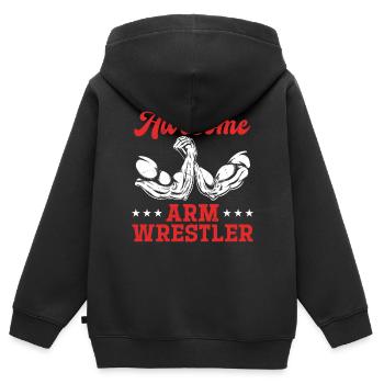 I Am The Awesome Arm Wrestler - Arm Wrestling Arm - Kinder Premium Organic Zip Hoodie - Schwarz - Hinten - AI Model Kid Male (0cm)
