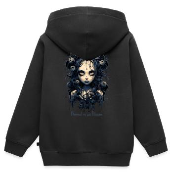 Gothic Girl Spruch Normal is an Illusion - Kinder Premium Organic Zip Hoodie - Schwarz - Hinten - AI Model Kid Male (0cm)