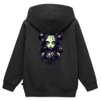 Gothic Girl Spruch Normal is an Illusion - Kinder Premium Organic Zip Hoodie - Schwarz - Hinten - AI Model Kid Male (0cm)