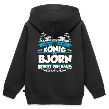 Björn Name Design - Kinder Premium Organic Zip Hoodie - Schwarz - Hinten - AI Model Kid Male (0cm)