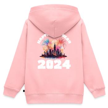 Frohes Neues Jahr mit Feuerwerk in New York - Kinder Premium Organic Zip Hoodie - Rosa - Hinten - AI Model Kid Female (0cm)
