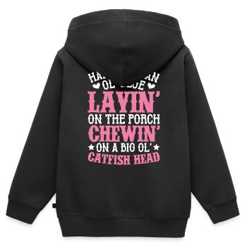 Terre de détente de l’argot du sud - Sweat Premium à capuche zippé enfant bio - noir - Dos - AI Model Kid Male (0cm)