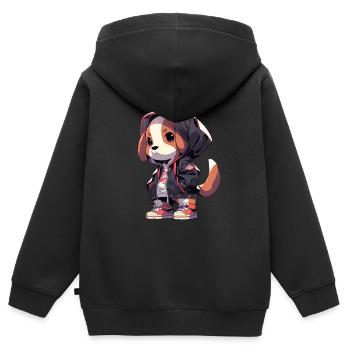 Beagle Hund - Kinder Premium Organic Zip Hoodie - Schwarz - Hinten - AI Model Kid Male (0cm)