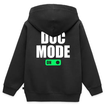 Doc Mode On - Médecin de l’hôpital de l’humour médical - Sweat Premium à capuche zippé enfant bio - noir - Dos - AI Model Kid Male (0cm)