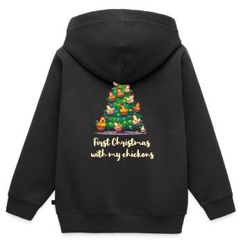 Weihnachten mit Hühnern Hühnerbesitzer Hühnerstall - Kinder Premium Organic Zip Hoodie - Schwarz - Hinten - AI Model Kid Male (0cm)