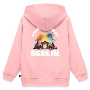 Frohes Neues Jahr mit Feuerwerk in Berlin - Kinder Premium Organic Zip Hoodie - Rosa - Hinten - AI Model Kid Female (0cm)