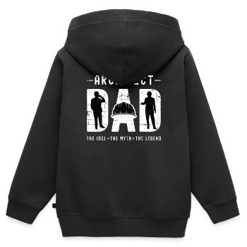 Architecte Papa L’idole Le mythe L’architecture - Sweat Premium à capuche zippé enfant bio - noir - Dos - AI Model Kid Male (0cm)