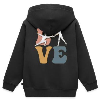 Escrime Escrimeur Fleuret Sabre - Sweat Premium à capuche zippé enfant bio - noir - Dos - AI Model Kid Male (0cm)