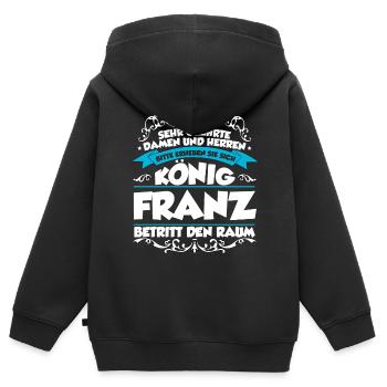 Franz Name Design - Kinder Premium Organic Zip Hoodie - Schwarz - Hinten - AI Model Kid Male (0cm)