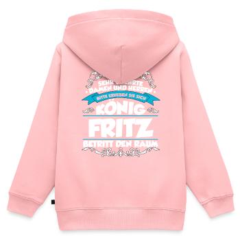 Fritz Name Design - Kinder Premium Organic Zip Hoodie - Rosa - Hinten - AI Model Kid Female (0cm)