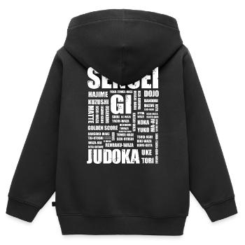Judo - Sweat Premium à capuche zippé enfant bio - noir - Dos - AI Model Kid Male (0cm)