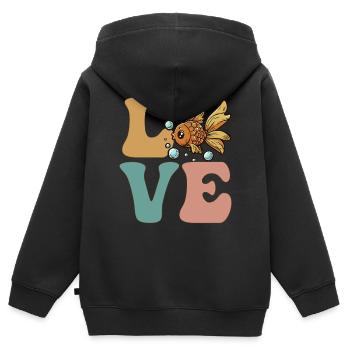 Goldfisch Fischliebhaber Goldfisch - Kinder Premium Organic Zip Hoodie - Schwarz - Hinten - AI Model Kid Male (0cm)