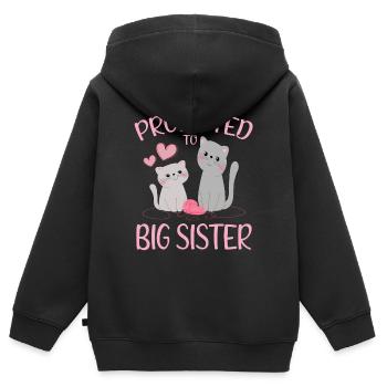 Cute Cats Promoted To Big Sister For Girls - Kids Premium Organic Zip-up Hoodie - black - Back - AI Model Kid Male (0cm)