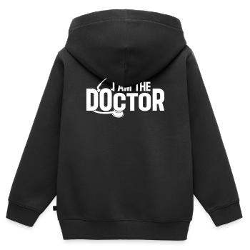 Médecin urgentiste Médecin hospitalier - Je suis le médecin - Sweat Premium à capuche zippé enfant bio - noir - Dos - AI Model Kid Male (0cm)