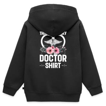 C’est mon médecin porte-bonheur chemise médecin urgence doc - Sweat Premium à capuche zippé enfant bio - noir - Dos - AI Model Kid Male (0cm)
