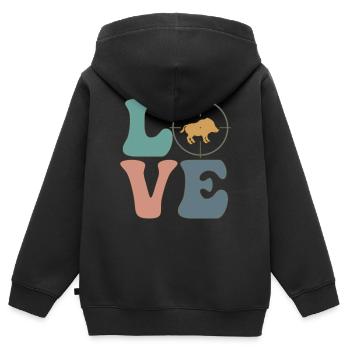Hog Hunter Schweinejagd - Kinder Premium Organic Zip Hoodie - Schwarz - Hinten - AI Model Kid Male (0cm)