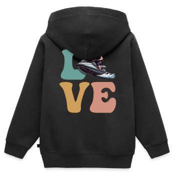 Jet Ski Jet Ski Jet Ski Motomarine - Sweat Premium à capuche zippé enfant bio - noir - Dos - AI Model Kid Male (0cm)