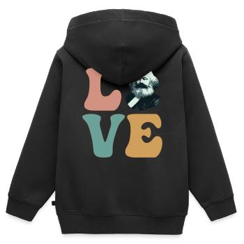 Karl Marx AMOUR Communisme Communiste Social - Sweat Premium à capuche zippé enfant bio - noir - Dos - AI Model Kid Male (0cm)